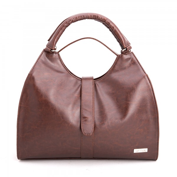 Beau Design Stylish  Brown Color Imported PU Leather Handbag With Double Handle For Women's/Ladies/Girls